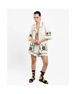 Camisas Y Tops*Cuplé Camisa Bolsillos Bordados Jacquard Blanco