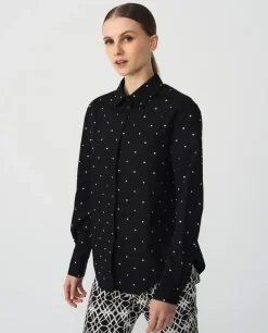 Camisas Y Tops*Cuplé Camisa Brillantes Algodon Negro