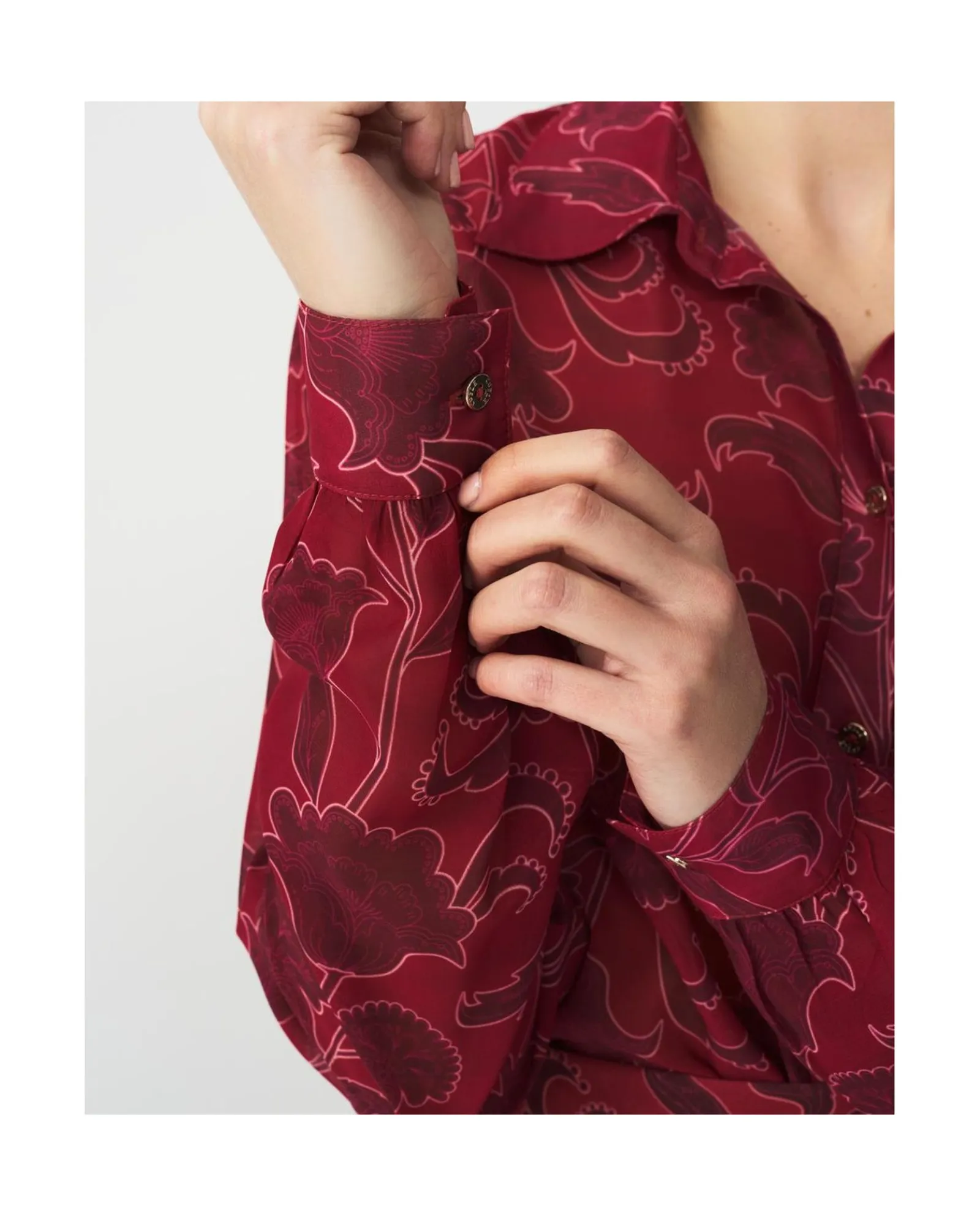 Camisas Y Tops*Cuplé Camisa Gasa Estampado Flor Cool