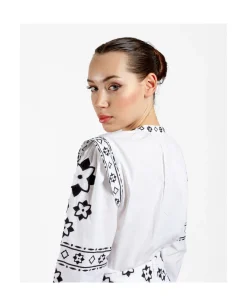 Camisas Y Tops*Cuplé Camisa Mangas Bordadas Algodon Blanco