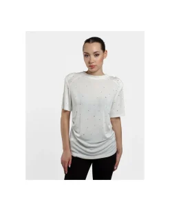 Camisas Y Tops*Cuplé Camiseta Strass Punto Blanco