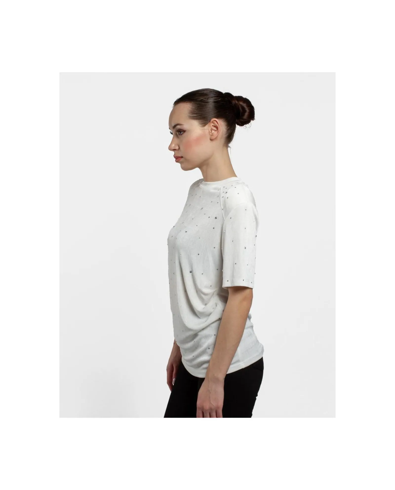 Camisas Y Tops*Cuplé Camiseta Strass Punto Blanco