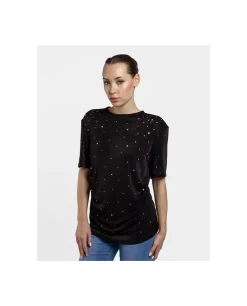 Camisas Y Tops*Cuplé Camiseta Strass Punto Negro