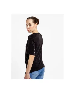 Camisas Y Tops*Cuplé Camiseta Strass Punto Negro