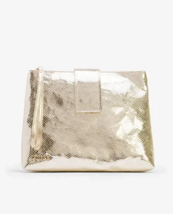 Bolsos Mano*Cuplé Cartera De Mano Altea Serpiente Oro