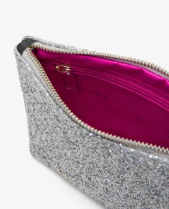 Bolsos Mano*Cuplé Cartera Glitter Plata