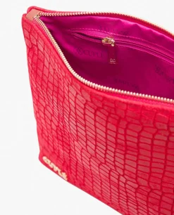 Bolsos Mano*Cuplé Cartera Mano Mediana Serraje Coco Rojo