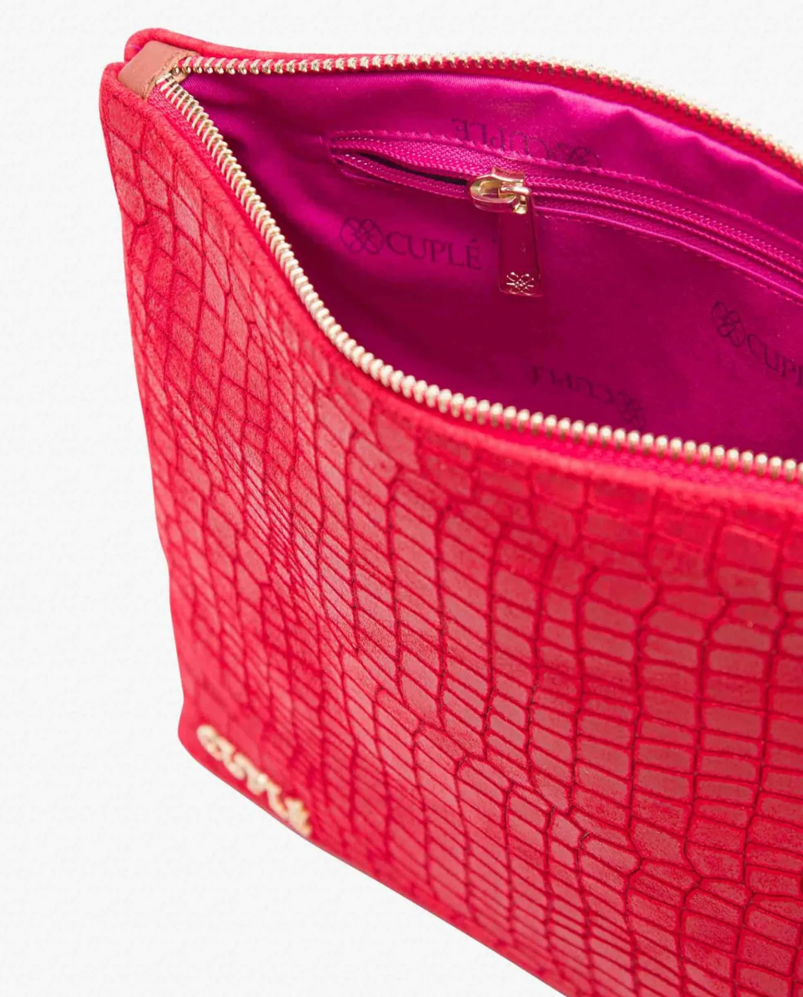 Bolsos Mano*Cuplé Cartera Mano Mediana Serraje Coco Rojo