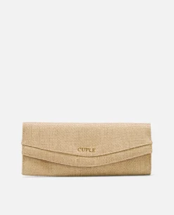 Bolsos Mano*Cuplé Cartera Mano Solapa Textil Beig