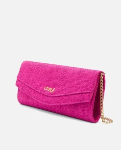 Bolsos Mano*Cuplé Cartera Mano Solapa Textil Fucsia