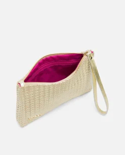 Bolsos Mano*Cuplé Cartera Trenzado Oro