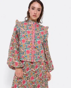 Chaquetas Y Abrigos*Cuplé Chaleco Volantes Algodon Flores Beig