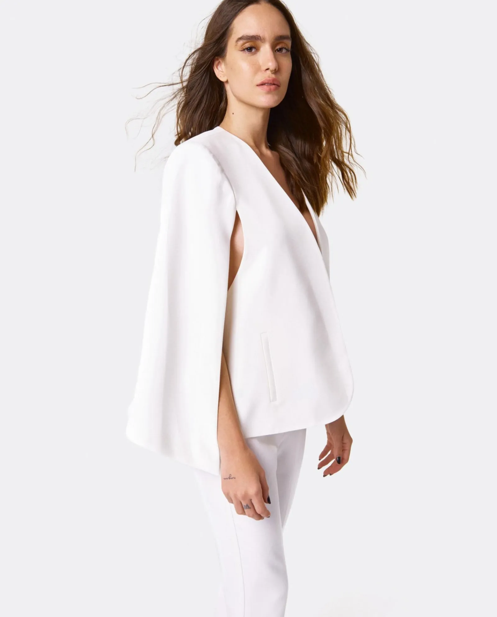 Chaquetas Y Abrigos*Cuplé Chaqueta Capa Crep Blanco