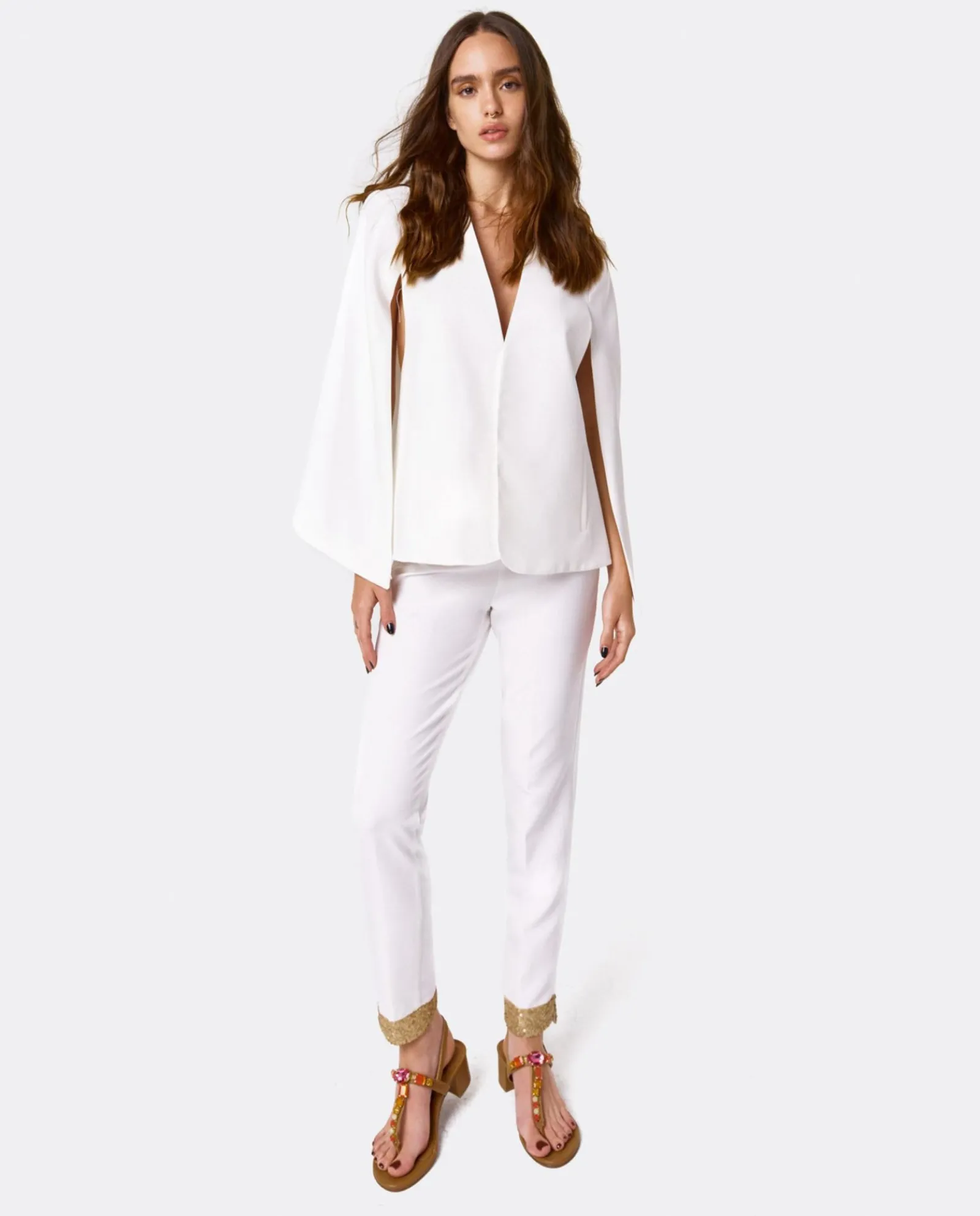 Chaquetas Y Abrigos*Cuplé Chaqueta Capa Crep Blanco
