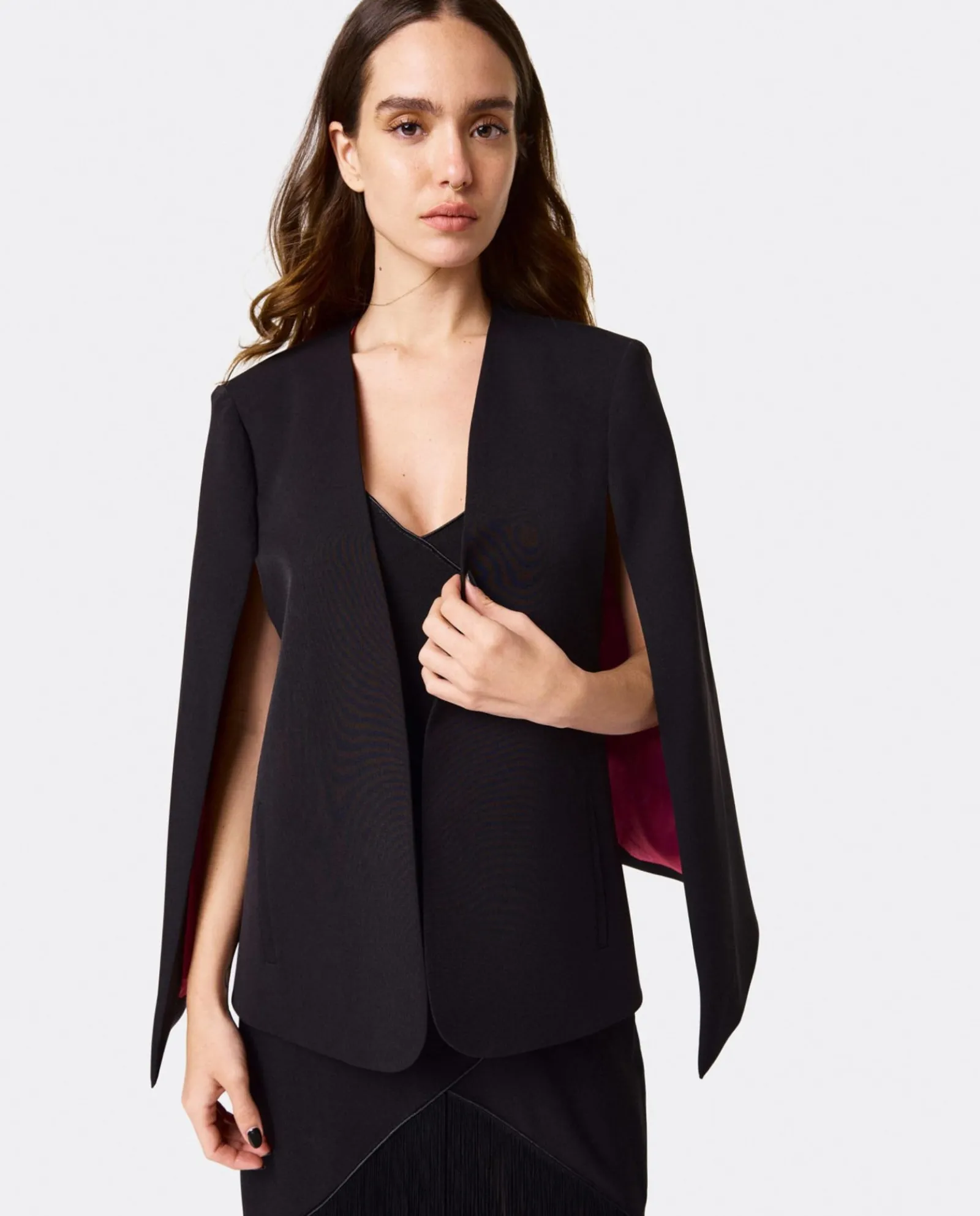 Chaquetas Y Abrigos*Cuplé Chaqueta Capa Crep Negro