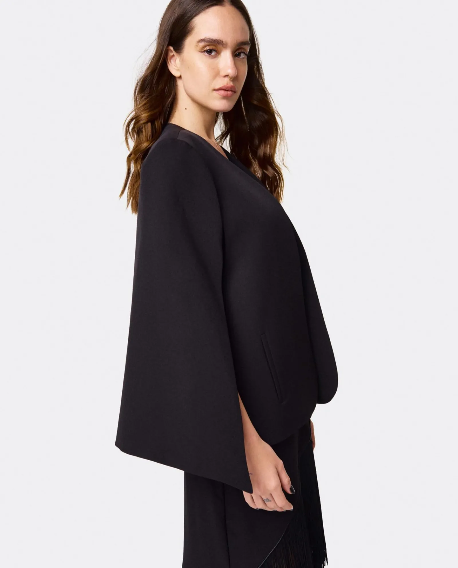Chaquetas Y Abrigos*Cuplé Chaqueta Capa Crep Negro