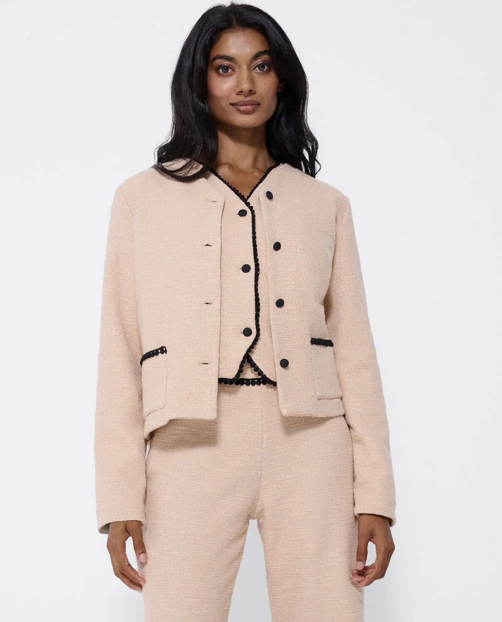 Chaquetas Y Abrigos*Cuplé Chaqueta Corta Tweed Beig