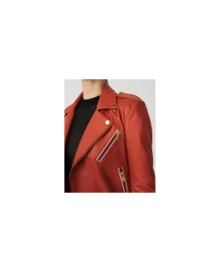 Pelo Y Piel*Cuplé Chaqueta Motera Napa Naranja