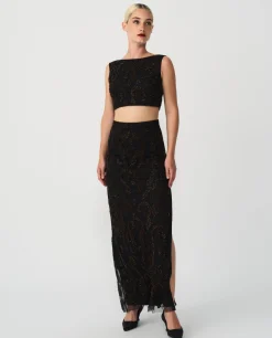 Faldas*Cuplé Conjunto Top Falda Gasa Negro