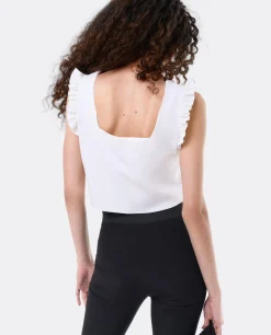 Camisas Y Tops*Cuplé Crop Top Volante Neopreno Blanco