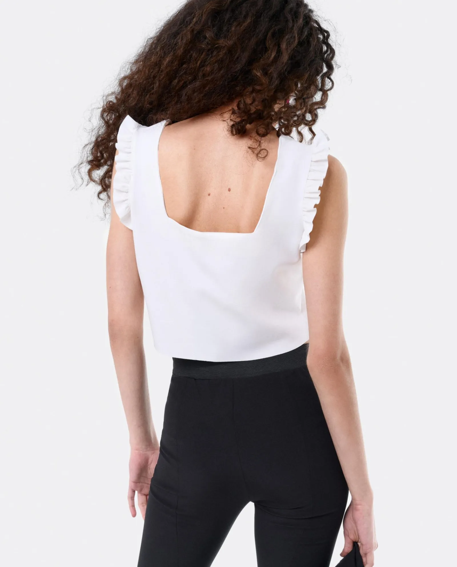 Camisas Y Tops*Cuplé Crop Top Volante Neopreno Blanco
