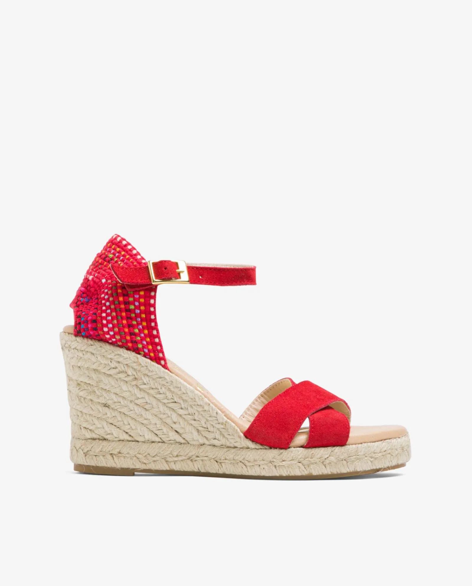 Cuñas*Cuplé Cuna Cruzada Talon Serraje Rojo