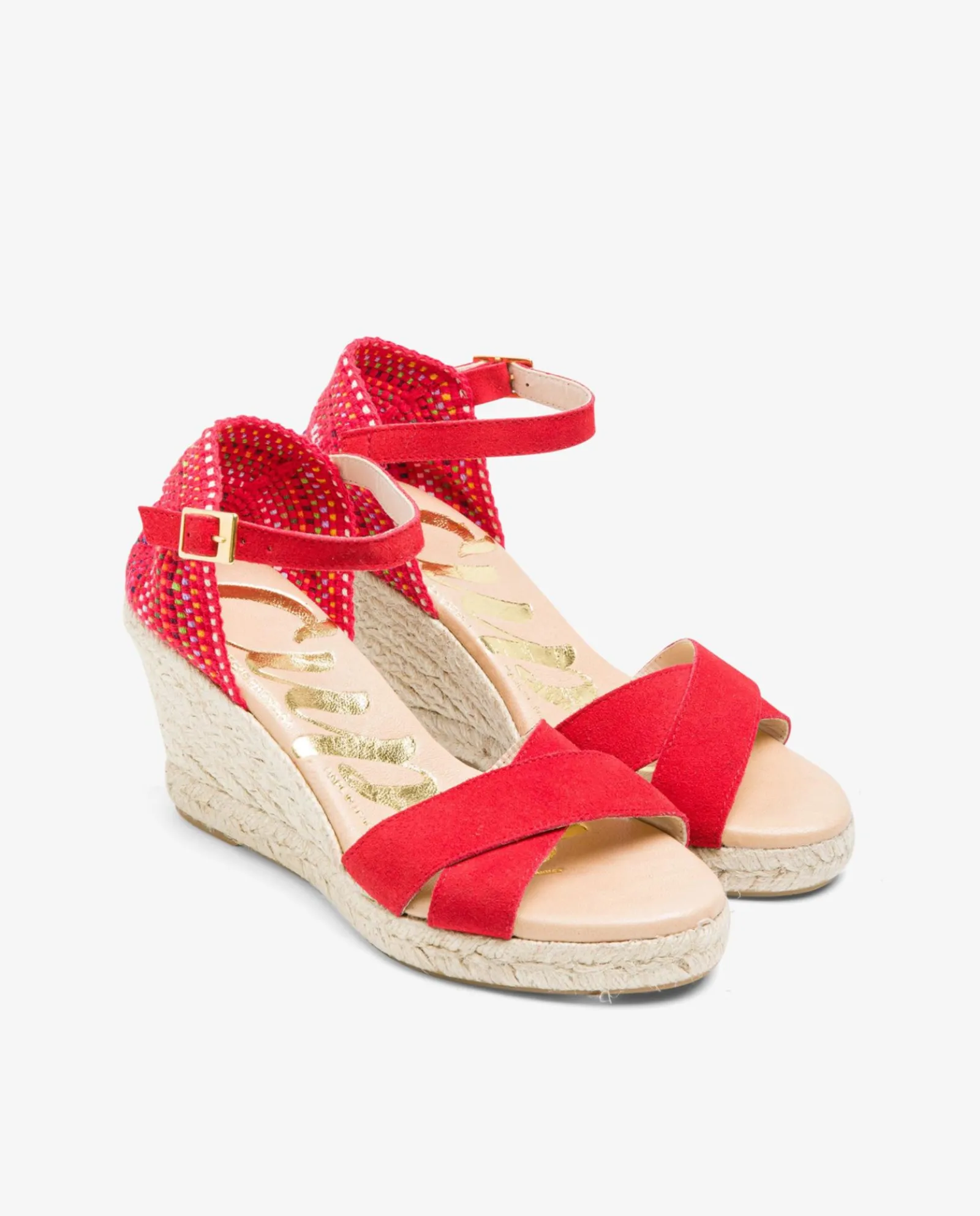 Cuñas*Cuplé Cuna Cruzada Talon Serraje Rojo