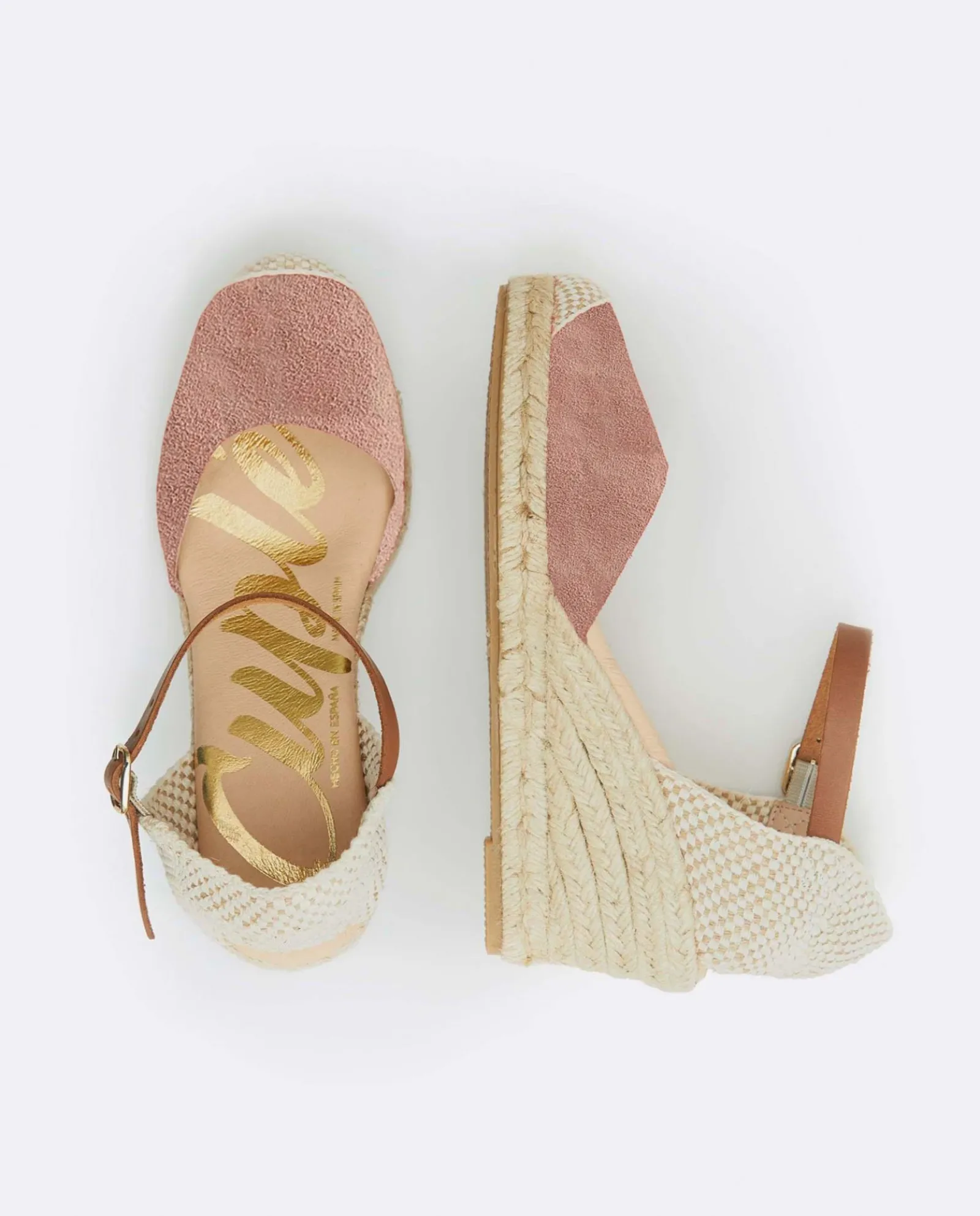 Cuñas*Cuplé Cuna Yute Con Con Pulsera Serraje Rosa Palo