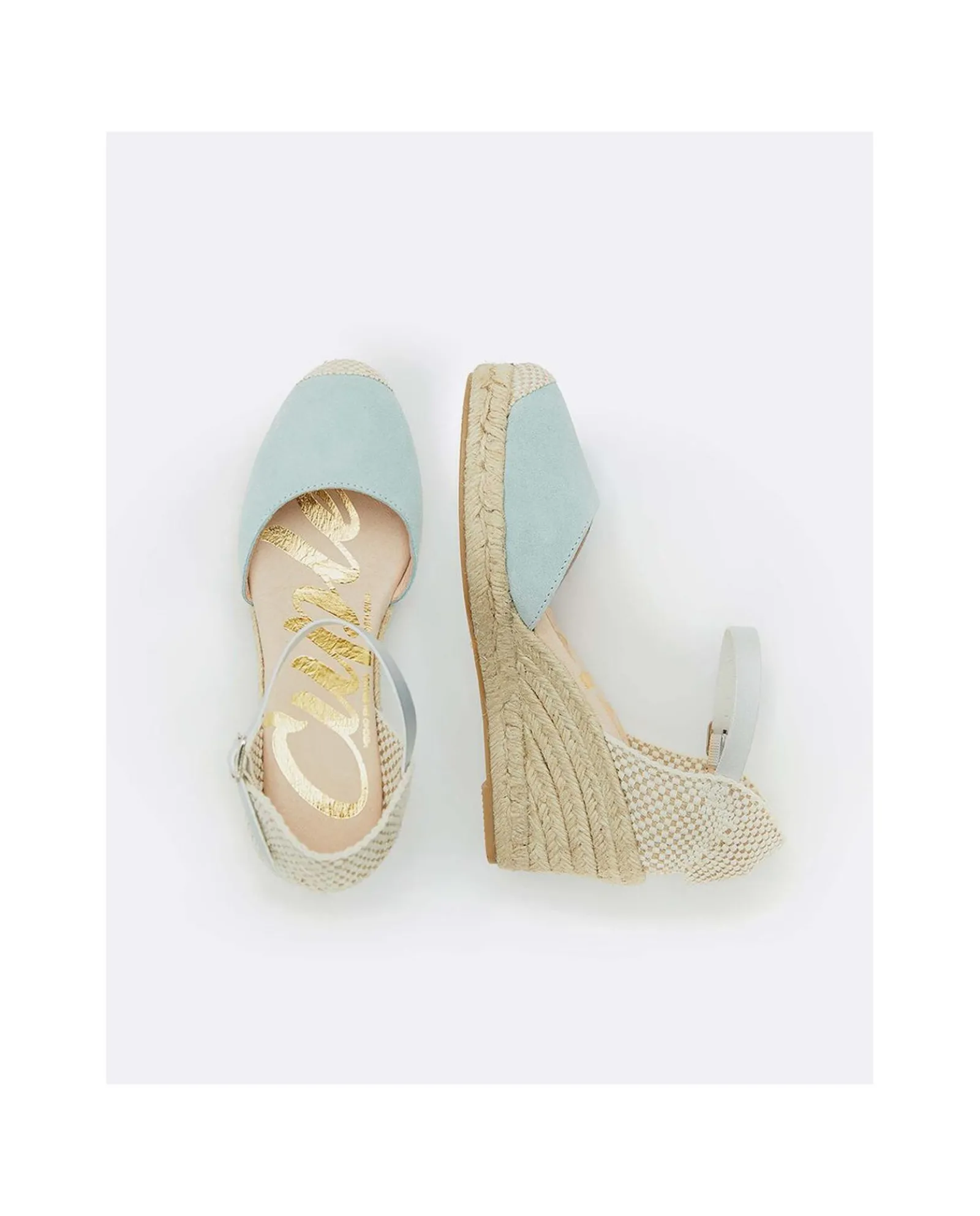 Cuñas*Cuplé Cuna Yute Con Pulsera Serraje Celeste