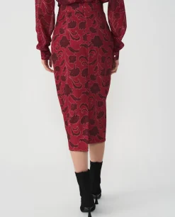Faldas*Cuplé Falda Tubo Largo Midi Sedin Estampado Flor Cool