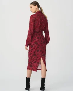 Faldas*Cuplé Falda Tubo Largo Midi Sedin Estampado Flor Cool