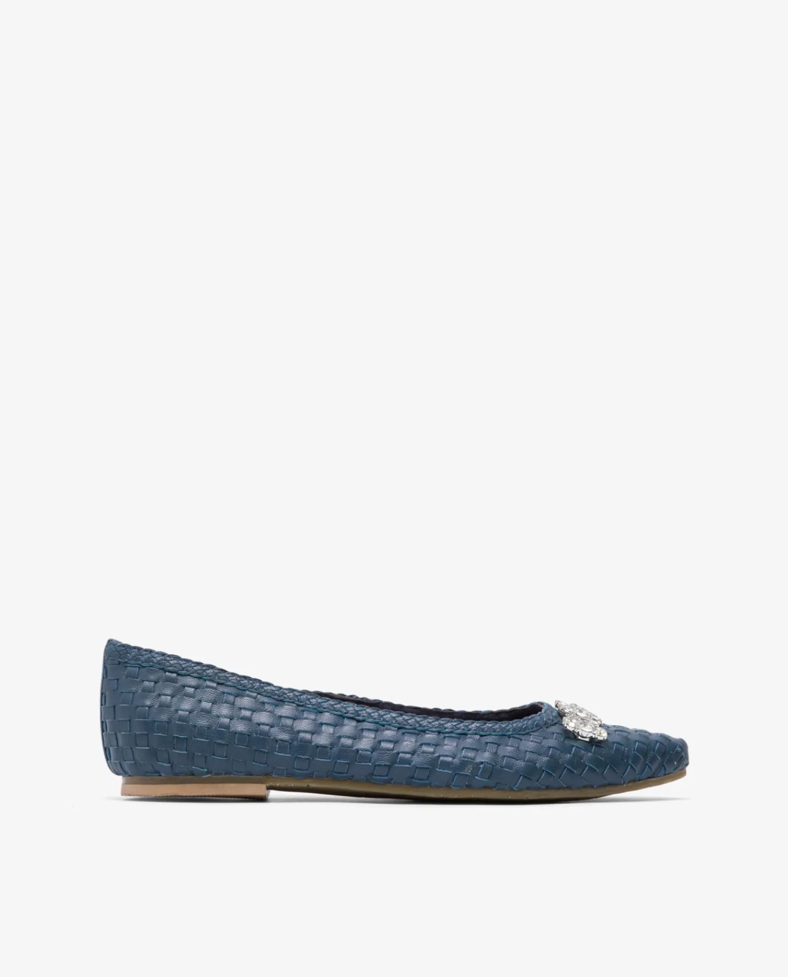Mocasines Y Bailarinas*Cuplé Francesita Trenzada Adorno Napa Azul