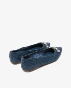 Mocasines Y Bailarinas*Cuplé Francesita Trenzada Adorno Napa Azul