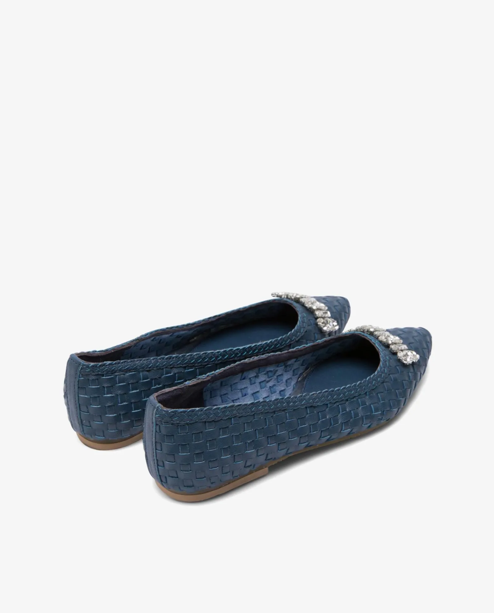 Mocasines Y Bailarinas*Cuplé Francesita Trenzada Adorno Napa Azul