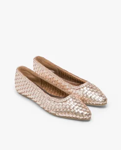 Mocasines Y Bailarinas*Cuplé Francesita Trenzada Napa Oro