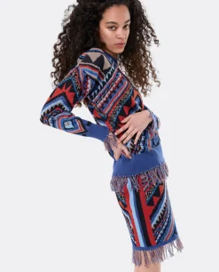 Sudaderas Y Jerseis*Cuplé Jersey Etnico Flecos Punto Tricot Multicolor