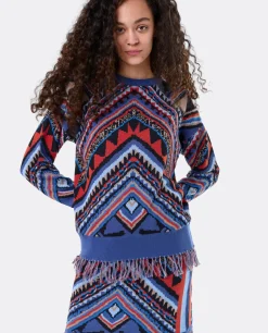 Sudaderas Y Jerseis*Cuplé Jersey Etnico Flecos Punto Tricot Multicolor