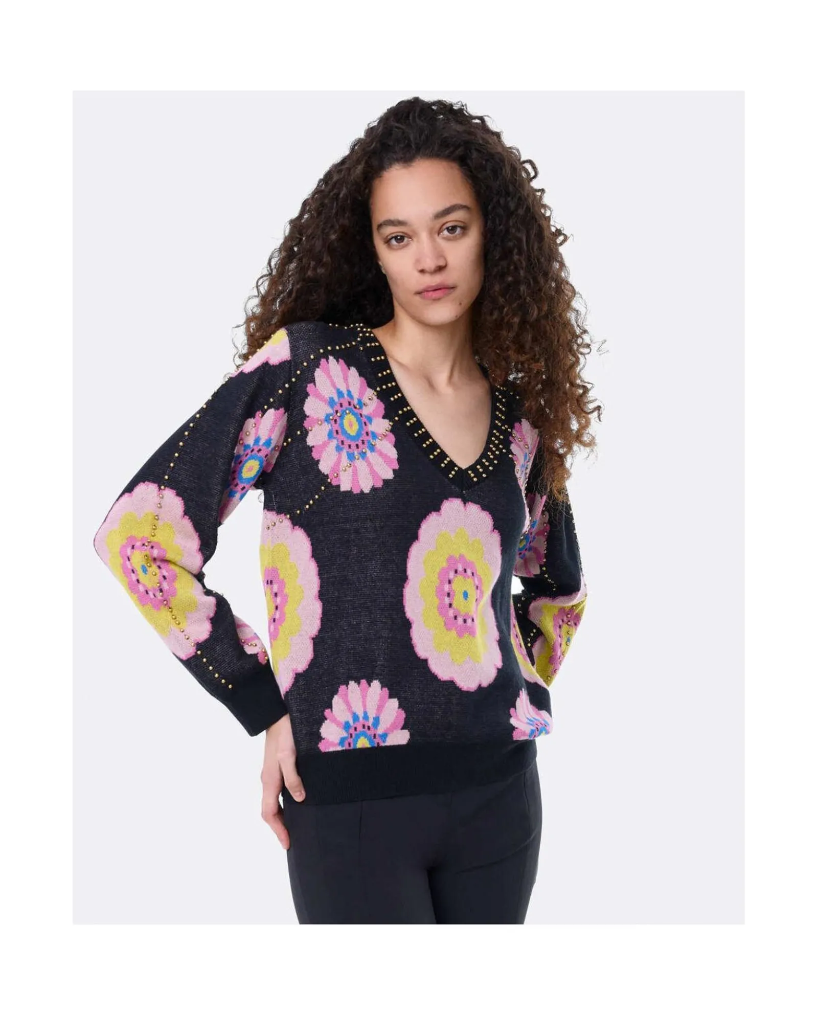 Sudaderas Y Jerseis*Cuplé Jersey Pico Punto Estampado Flor Multi