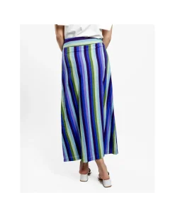 Faldas*Cuplé Maxi Falda Botones Bord. Algodon Rayas Azul