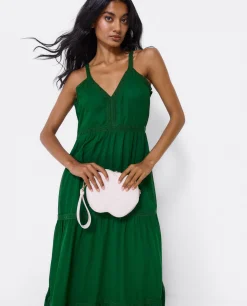 Vestidos*Cuplé Maxi Vestido Tirantes Encaje Algodon Verde