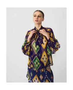Camisas Y Tops*Cuplé Maxiblusa Romantica Gasa Geometrico Azul