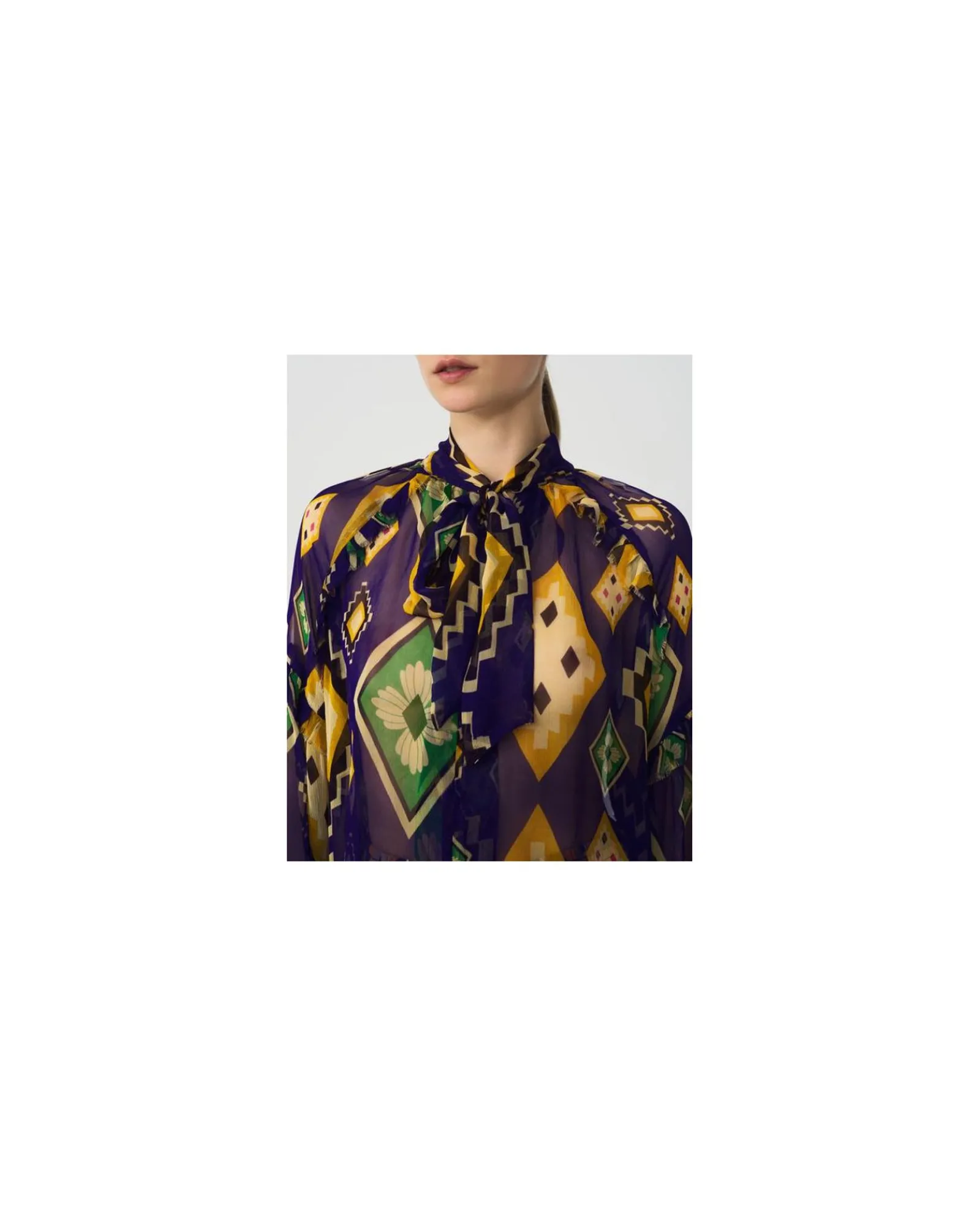 Camisas Y Tops*Cuplé Maxiblusa Romantica Gasa Geometrico Azul