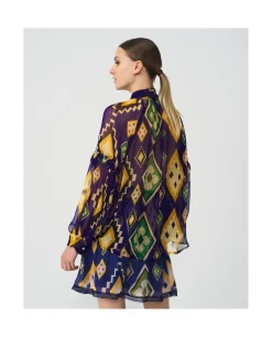 Camisas Y Tops*Cuplé Maxiblusa Romantica Gasa Geometrico Azul