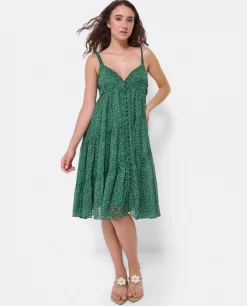 Vestidos*Cuplé Mini Vestido Vuelo Gasa Leopardo Verde