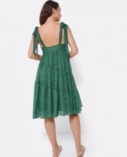 Vestidos*Cuplé Mini Vestido Vuelo Gasa Leopardo Verde