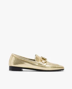 Mocasines Y Bailarinas*Cuplé Mocasin Hebilla Lame Metalizado Oro