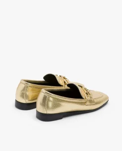 Mocasines Y Bailarinas*Cuplé Mocasin Hebilla Lame Metalizado Oro