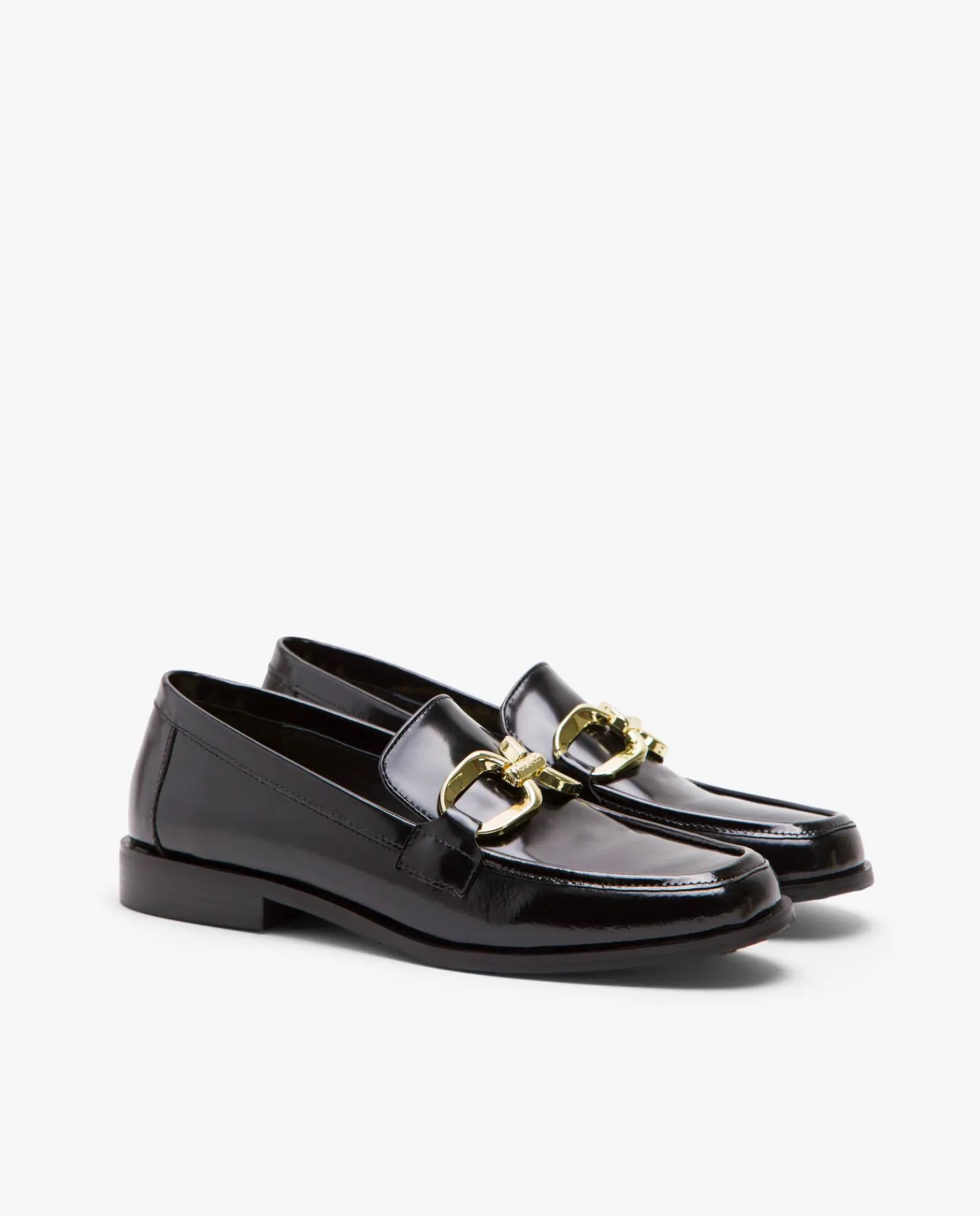 Mocasines Y Bailarinas*Cuplé Mocasin Plano Charol Piel Negro