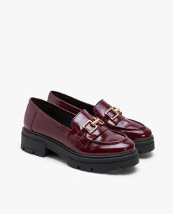 Mocasines Y Bailarinas*Cuplé Mocasin Trabilla Charol Piel Burdeos