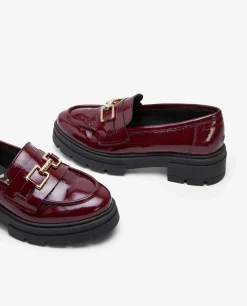 Mocasines Y Bailarinas*Cuplé Mocasin Trabilla Charol Piel Burdeos